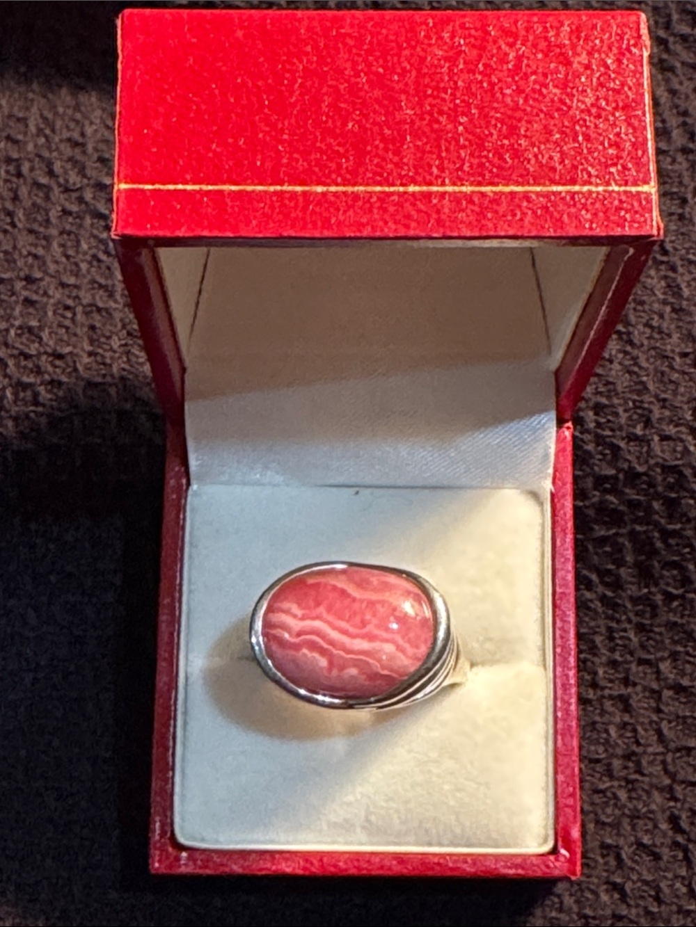 Sterling Silver Pink Rhodochrosite Statement Ring
